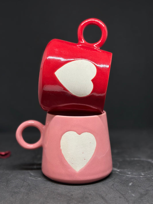 CERAMIC HEART COFFEE MUGS