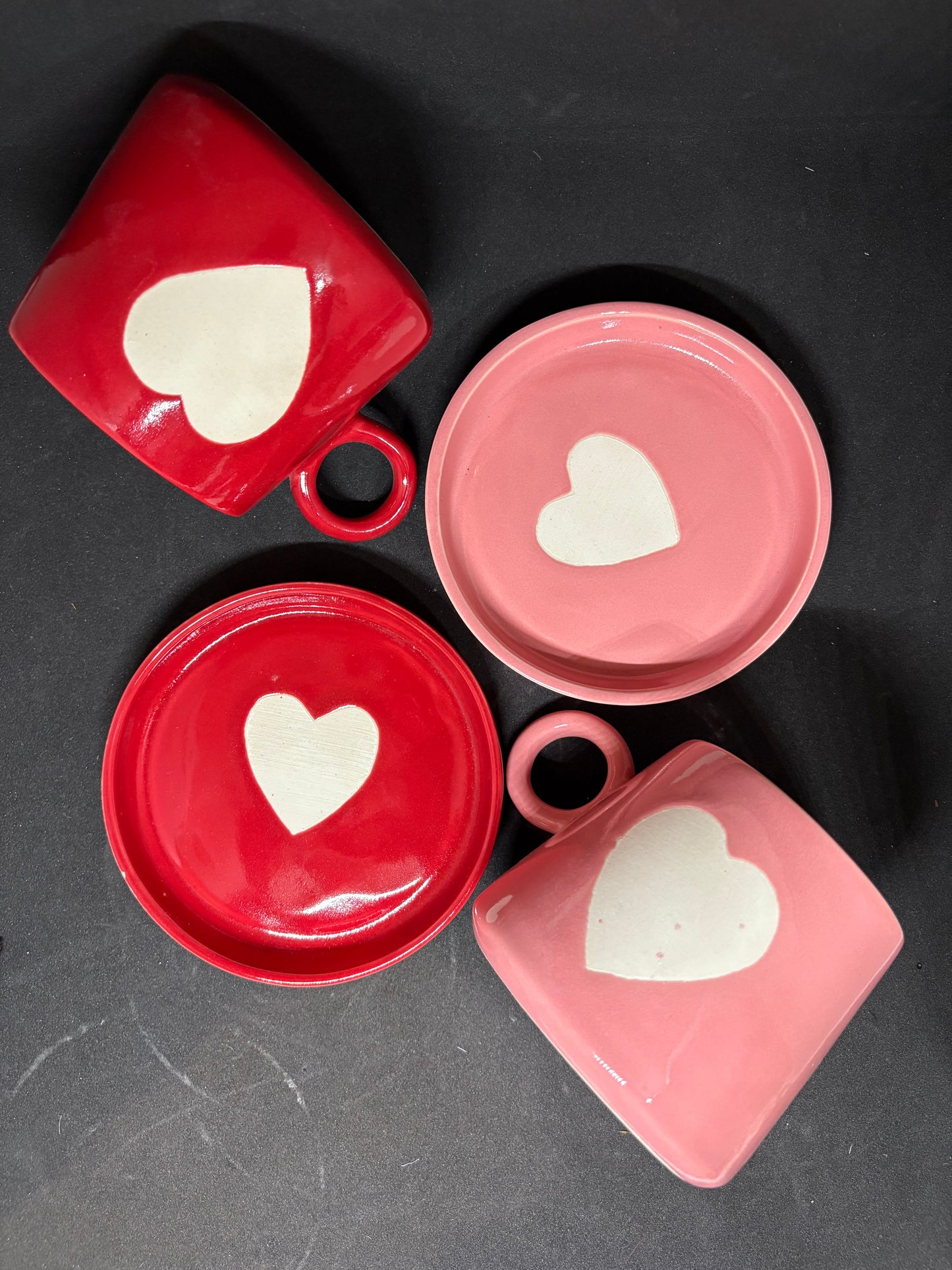 CERAMIC HEART SAUCERS