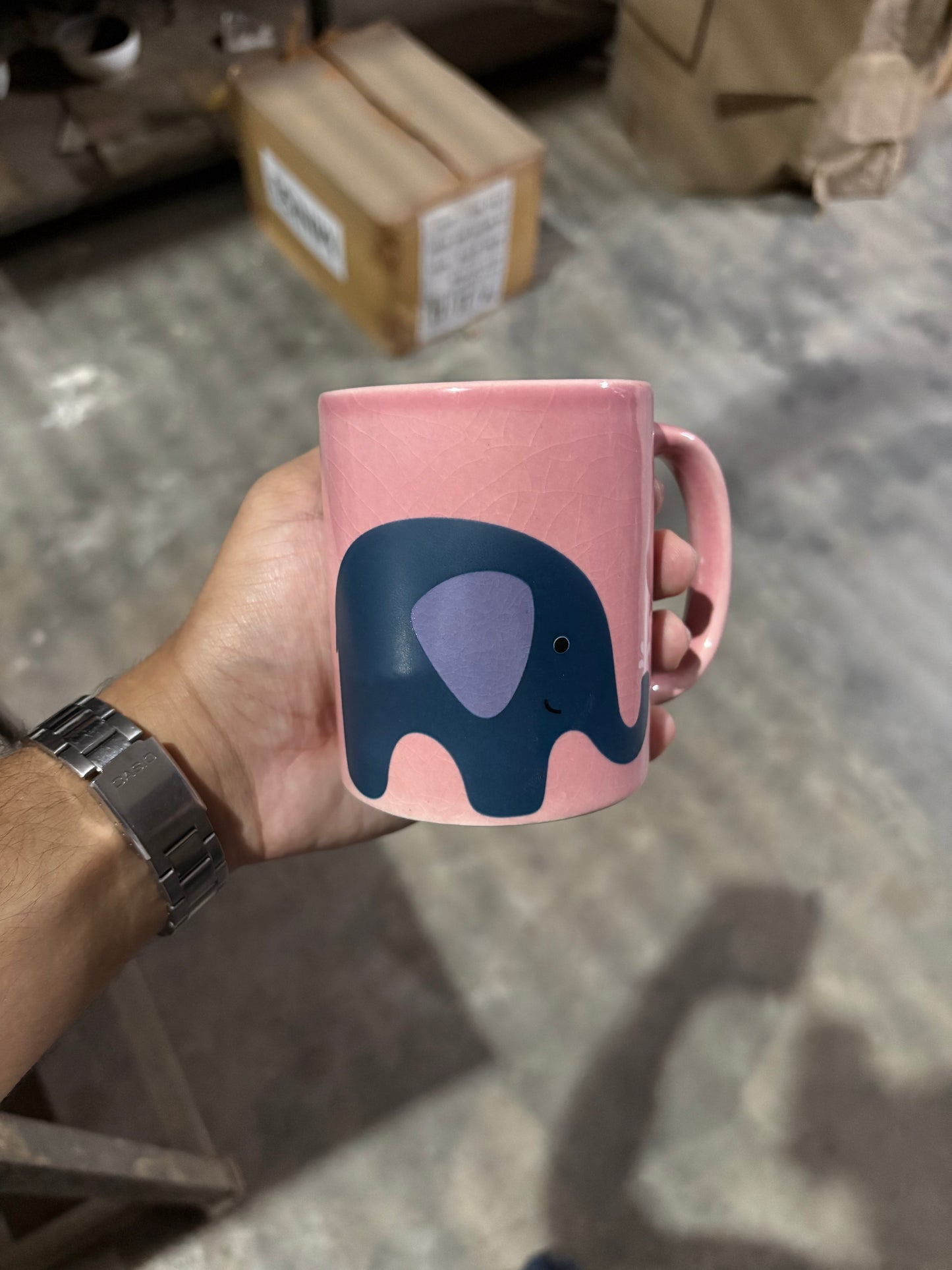 Ceramic Printed Mug Pink Elephant