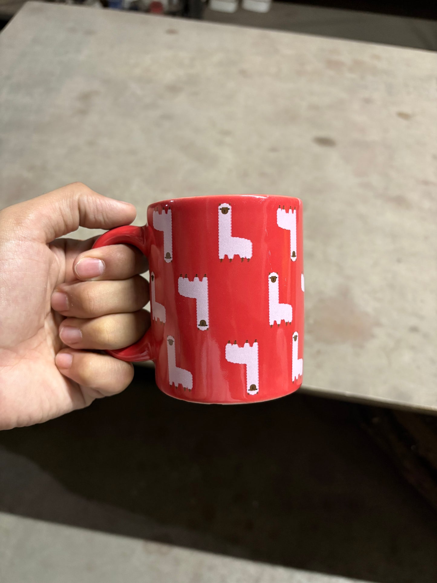 Ceramic Printed Mug Red Llama