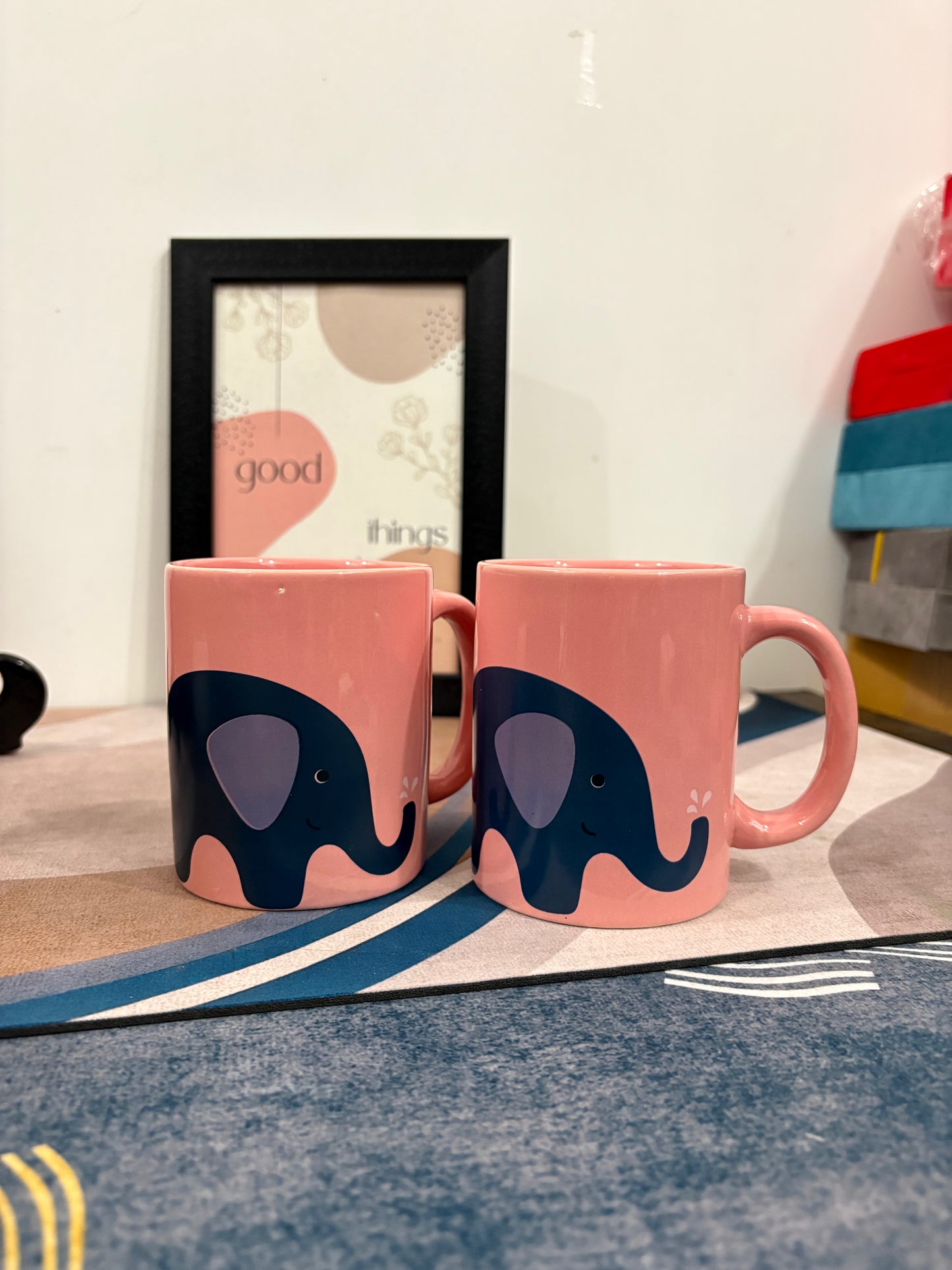 Ceramic Printed Mug Pink Elephant