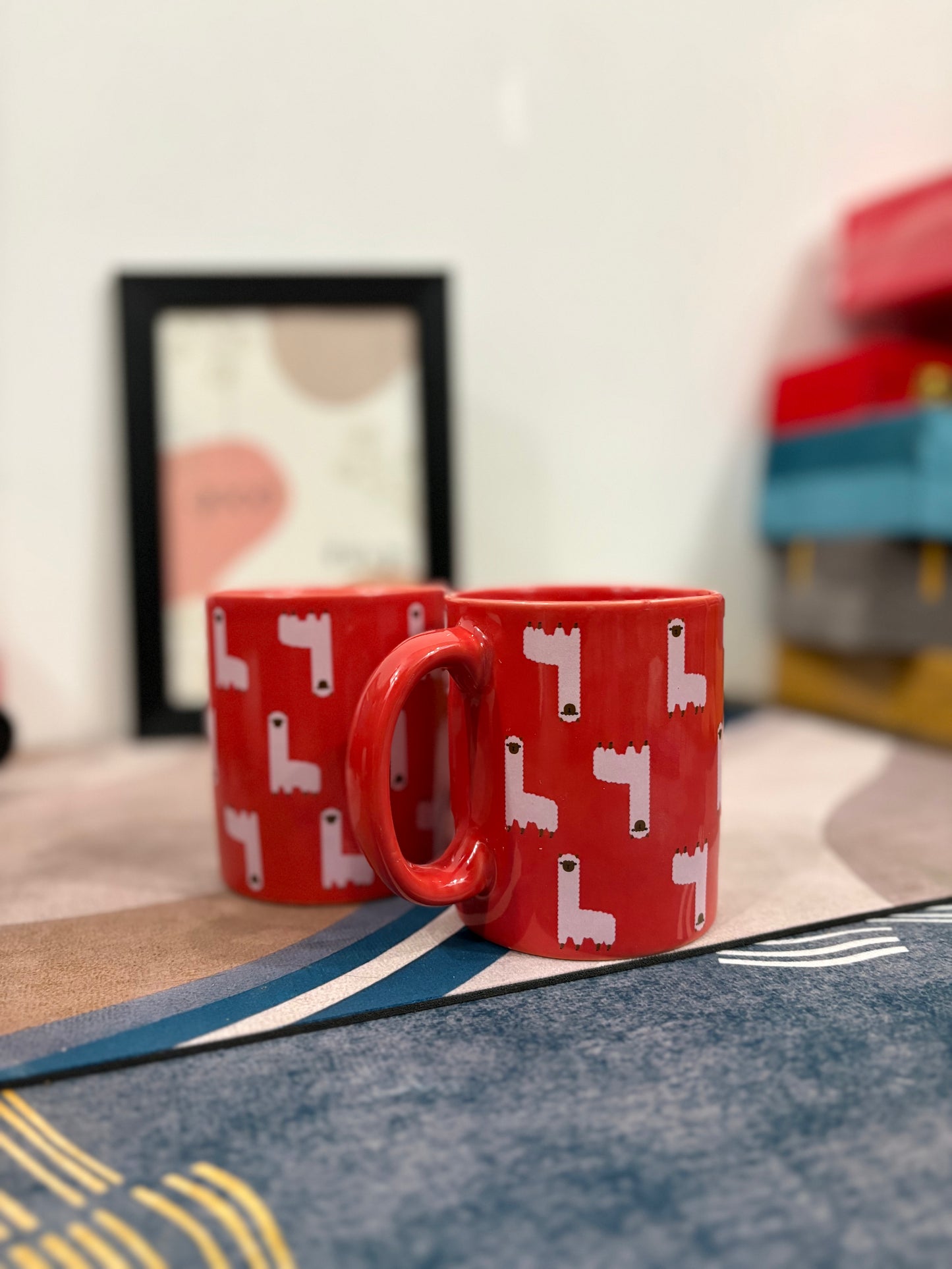 Ceramic Printed Mug Red Llama