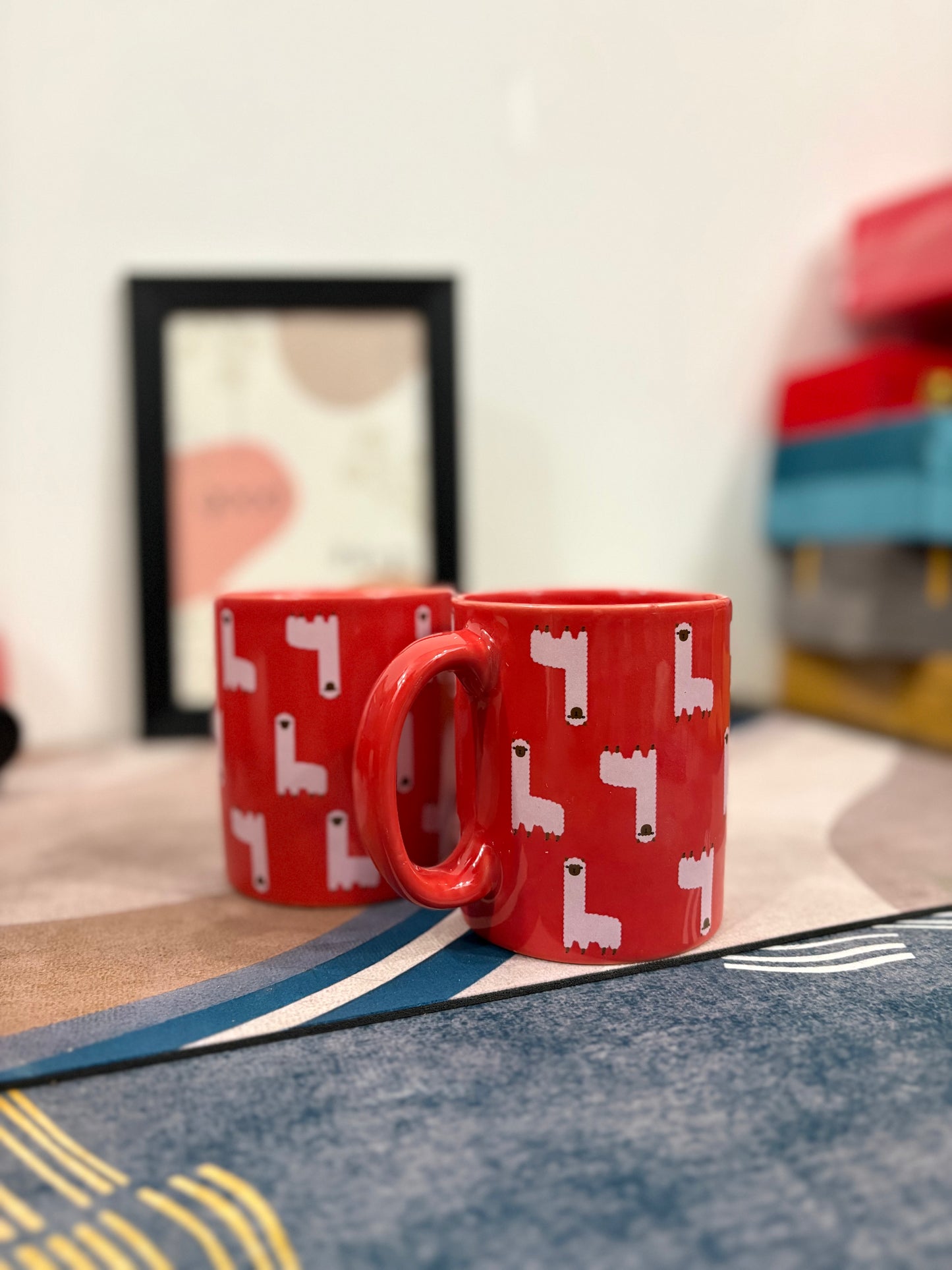 Ceramic Printed Mug Red Llama