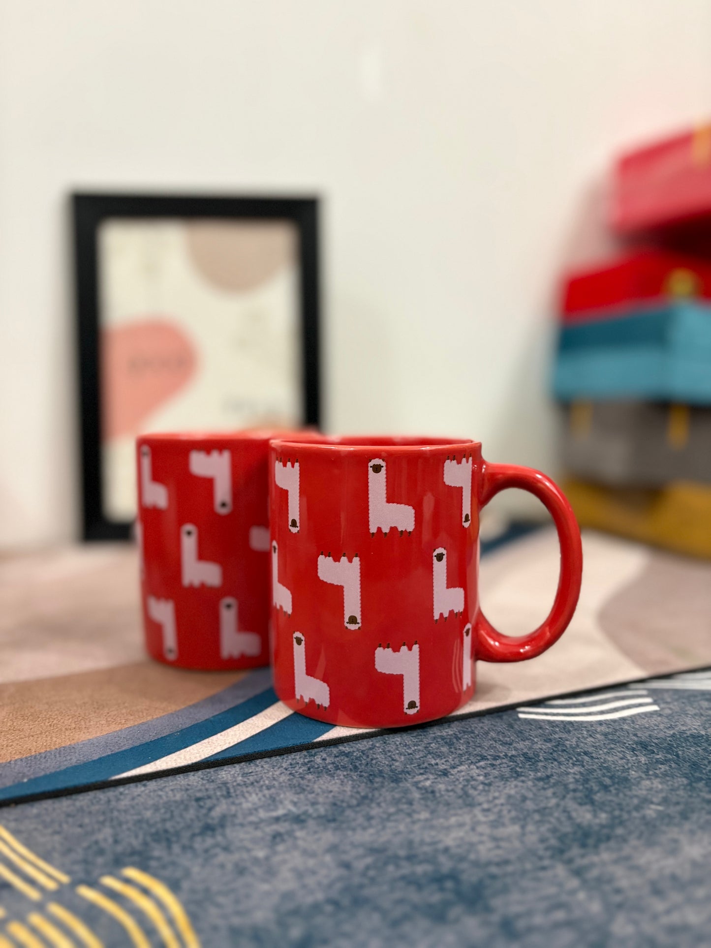 Ceramic Printed Mug Red Llama