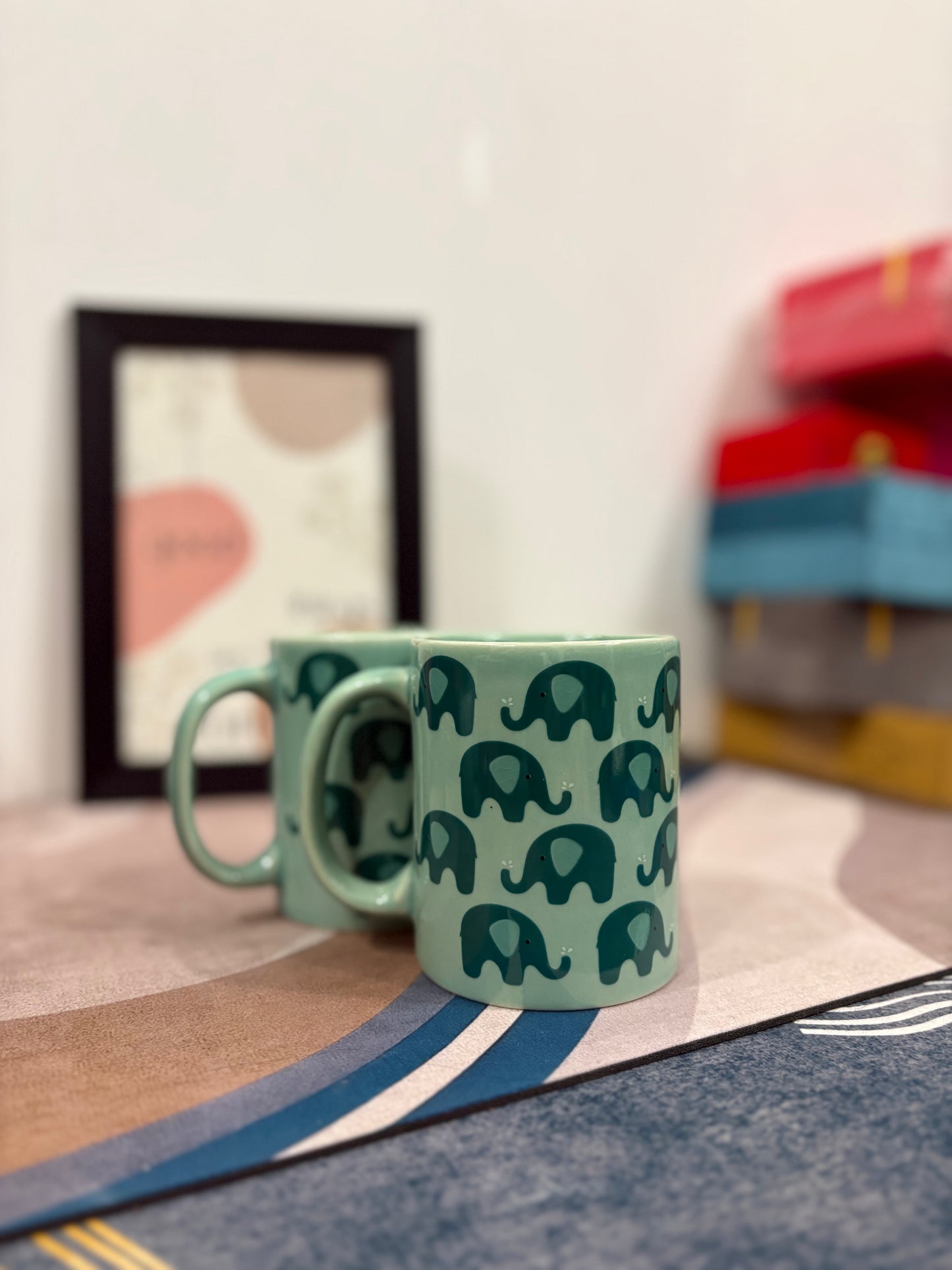 Ceramic Printed Mug Green Elephant