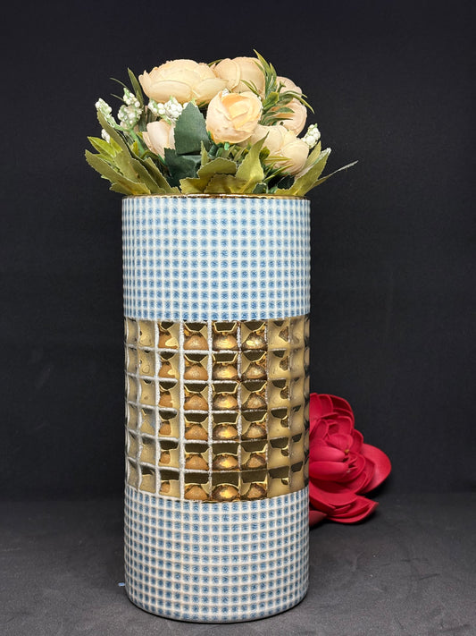 BLUE CRYSTALLISED VASE