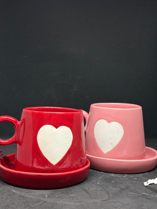 CERAMIC HEART COFFEE MUGS