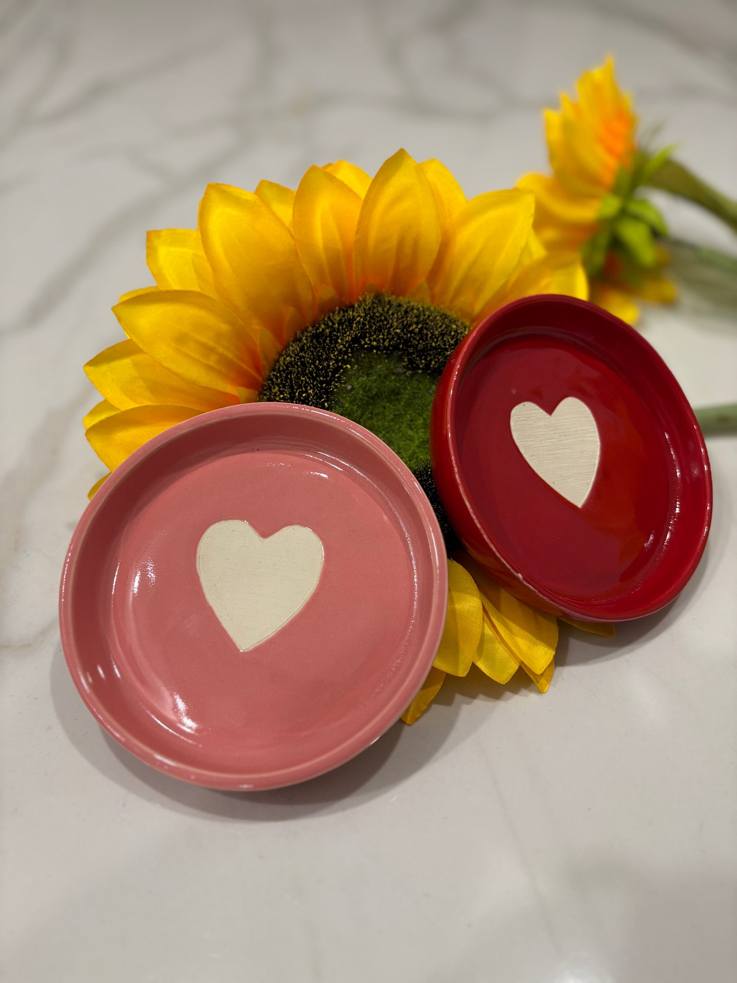 CERAMIC HEART SAUCERS