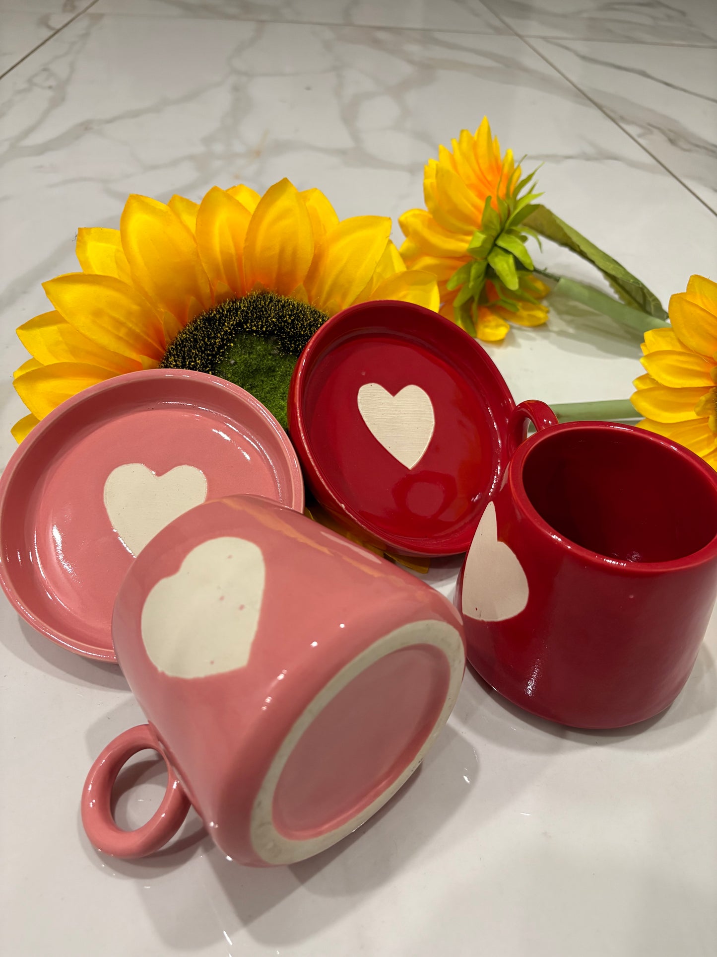 CERAMIC HEART SAUCERS