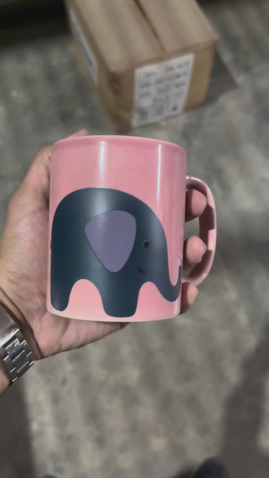 Ceramic Printed Mug Pink Elephant